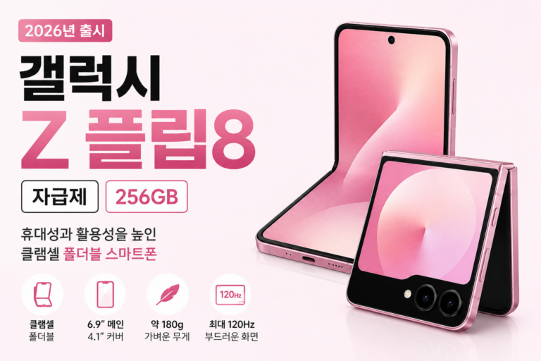 삼성전자 Galaxy Z Flip8 자급제 SM-F776N 클램셸폴더블 커버디스플레이 대화면 120Hz주사율 초경량