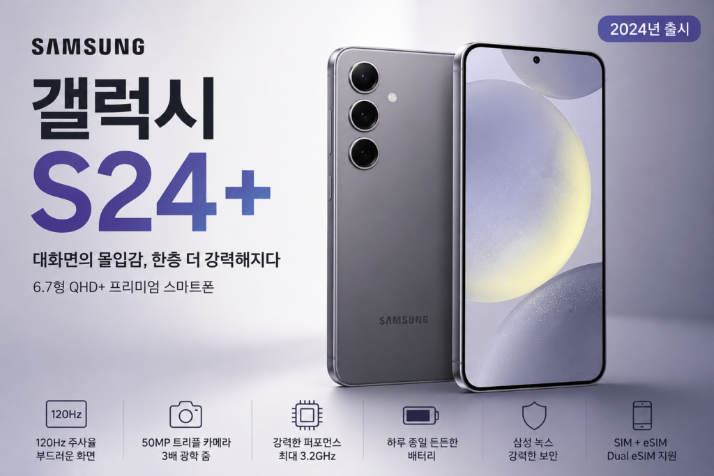 삼성전자 갤럭시 S24+ 자급제 SM-S926N 대화면 120Hz주사율 50MP카메라 3배광학줌 고속프로세서 제품 이미지