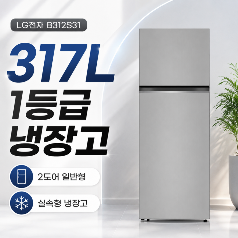 LG전자 B312S31 1등급 냉장고 317L LG 도어쿨링 자동정온 멀티냉각 전기절약 1인가구