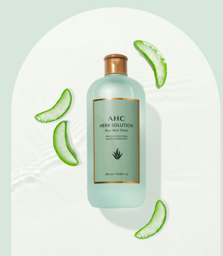 AHC 허브 솔루션 알로에 베라 토너 500ml 스킨케어 보습 피부진정