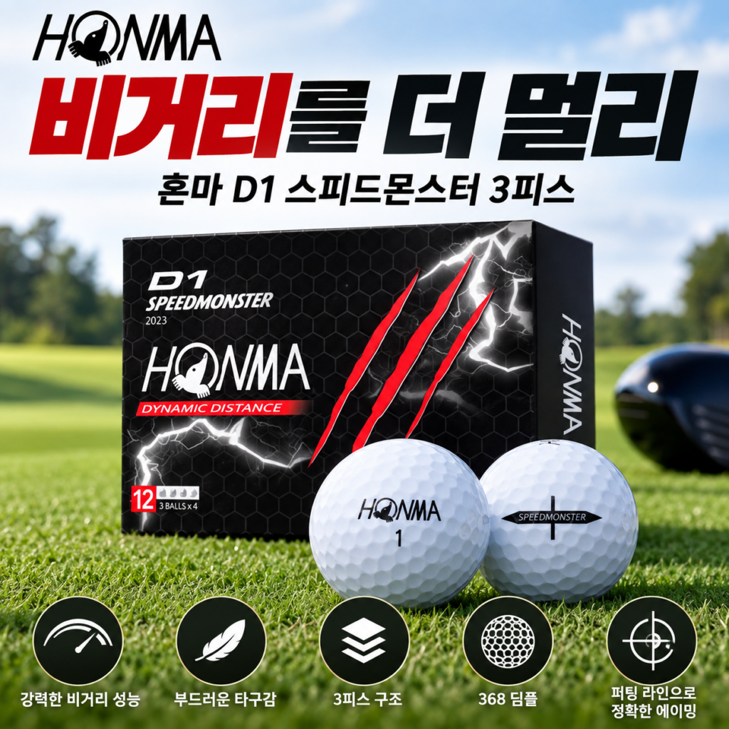 혼마 D1 스피드몬스터 골프공 3피스 비거리 가성비 추천 제품 이미지