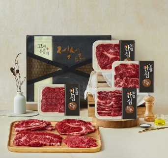 농협안심한우 1등급 모듬 구이선물세트 등심 250g + 채끝250g + 안심200g + 갈비200g 추석 냉장보관 부직포포장 부모님추천 가족모임 감사용